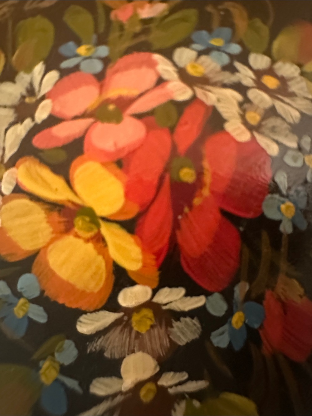 Vintage Russian Black Floral Hand-Painted Trinket Box - Picture 8 of 10
